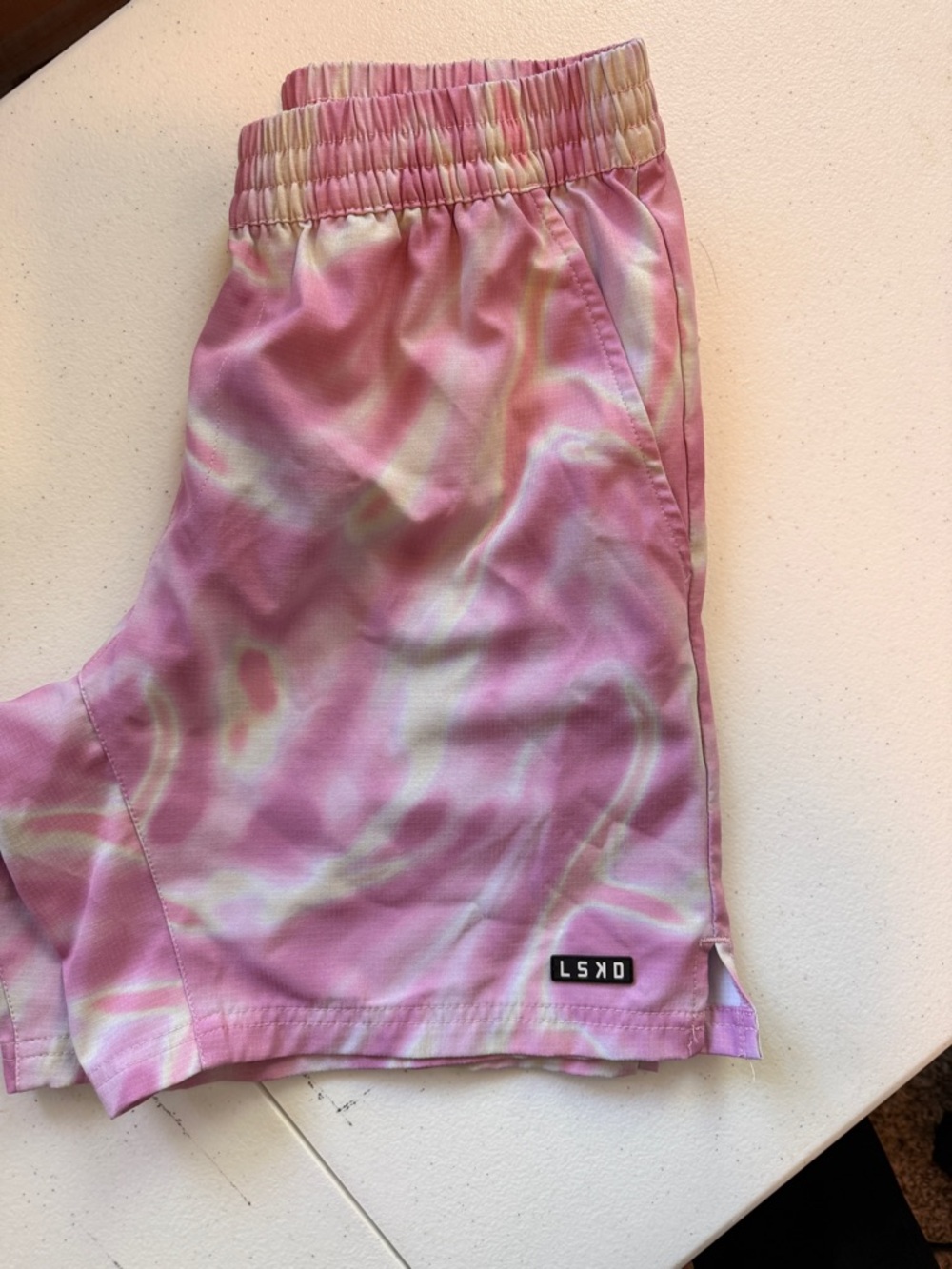 LSKD Kids' Pink Tie-Dye Athletic Shorts
